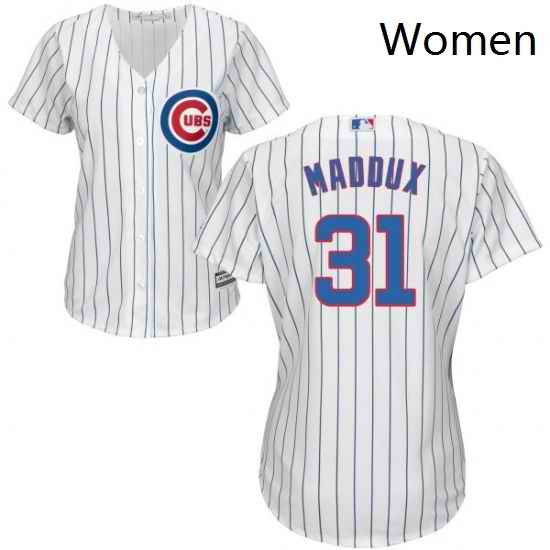 Womens Majestic Chicago Cubs 31 Greg Maddux Authentic White Home Cool Base MLB Jersey